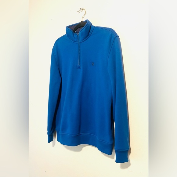 Izod Mens Sweatshirt Size Medium Blue Stretch 1/4 Zip Pullover Advantage Preform - Picture 3 of 7